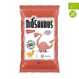 BioSaurus! Bezglutenowe chrupki kukurydziane o smaku ketchupowym BIO 50g Cibi