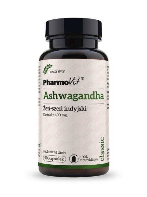 ASHWAGANDHA EKSTRAKT (400 mg) BEZGLUTENOWY 90 KAPSUŁEK - PHARMOVIT (CLASSIC)