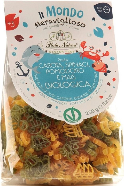 MAKARON (KUKURYDZIANY TRÓJKOLOROWY) DLA DZIECI OCEAN BEZGLUTENOWY BIO 250 g - PASTA NATURA