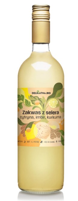 ZAKWAS Z SELERA Z CYTRYNĄ, IMBIREM I KURKUMĄ BIO 700 ml - DELIKATNA