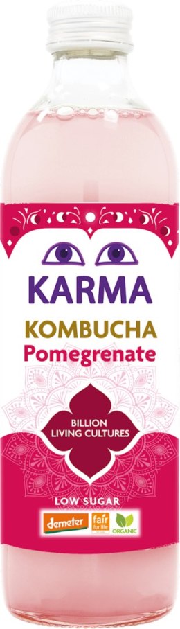 KOMBUCHA Z GRANATEM NISKA ZAWARTOŚĆ CUKRÓW FAIR FOR LIFE DEMETER BIO 500 ml - KARMA KOMBUCHA