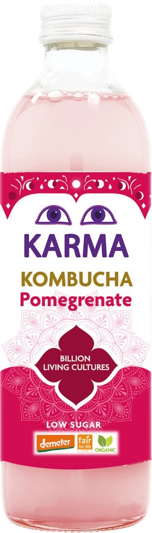 KOMBUCHA Z GRANATEM NISKA ZAWARTOŚĆ CUKRÓW FAIR FOR LIFE DEMETER BIO 500 ml - KARMA KOMBUCHA