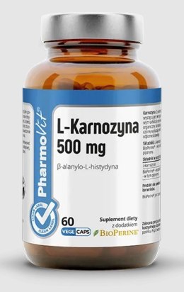 L-KARNOZYNA (500 mg) BEZGLUTENOWA 60 KAPSUŁEK - PHARMOVIT (CLEAN LABEL)