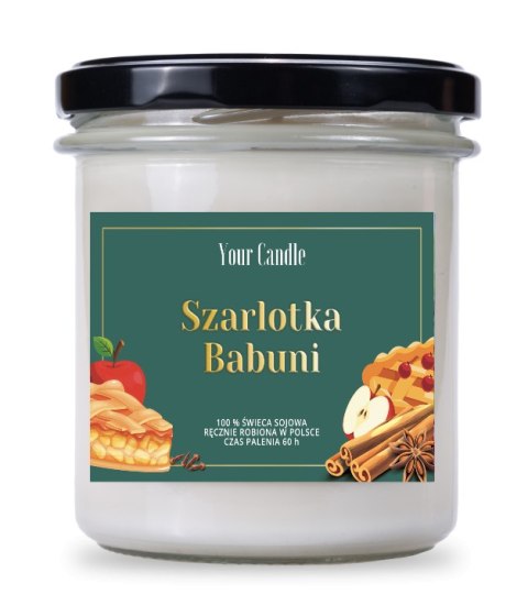 ŚWIECA SOJOWA ZAPACHOWA W SZKLE SZARLOTKA BABUNI 300 ml - YOUR CANDLE (PRODUKT SEZONOWY)